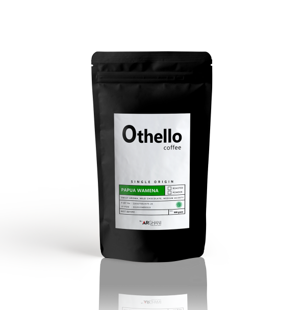 Othello Coffe Single origin Packaging depan papua
